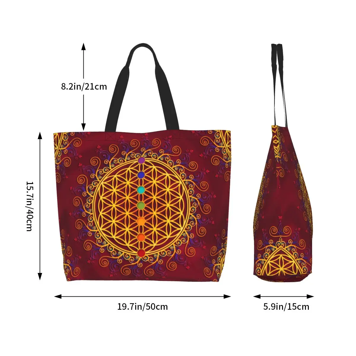 Cute Printing Flower Of Life Tote Shopping Bags borsa a tracolla in tela lavabile spiritualità Yoga Zen Mandala Handbag