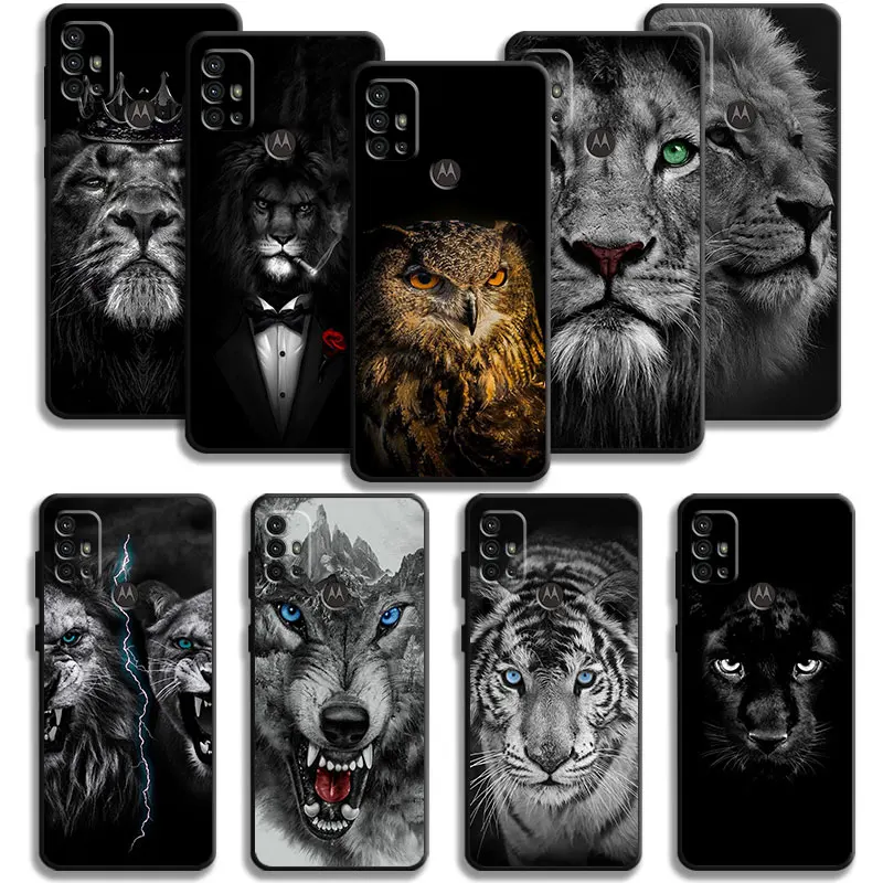 Case For Motorola G200 G60 G50 G31 G30 G22 G9 G8 Power Lite Plus Edge 20Lite 30 One Fusion Animal Hawk Tiger Lion Wolf Dog