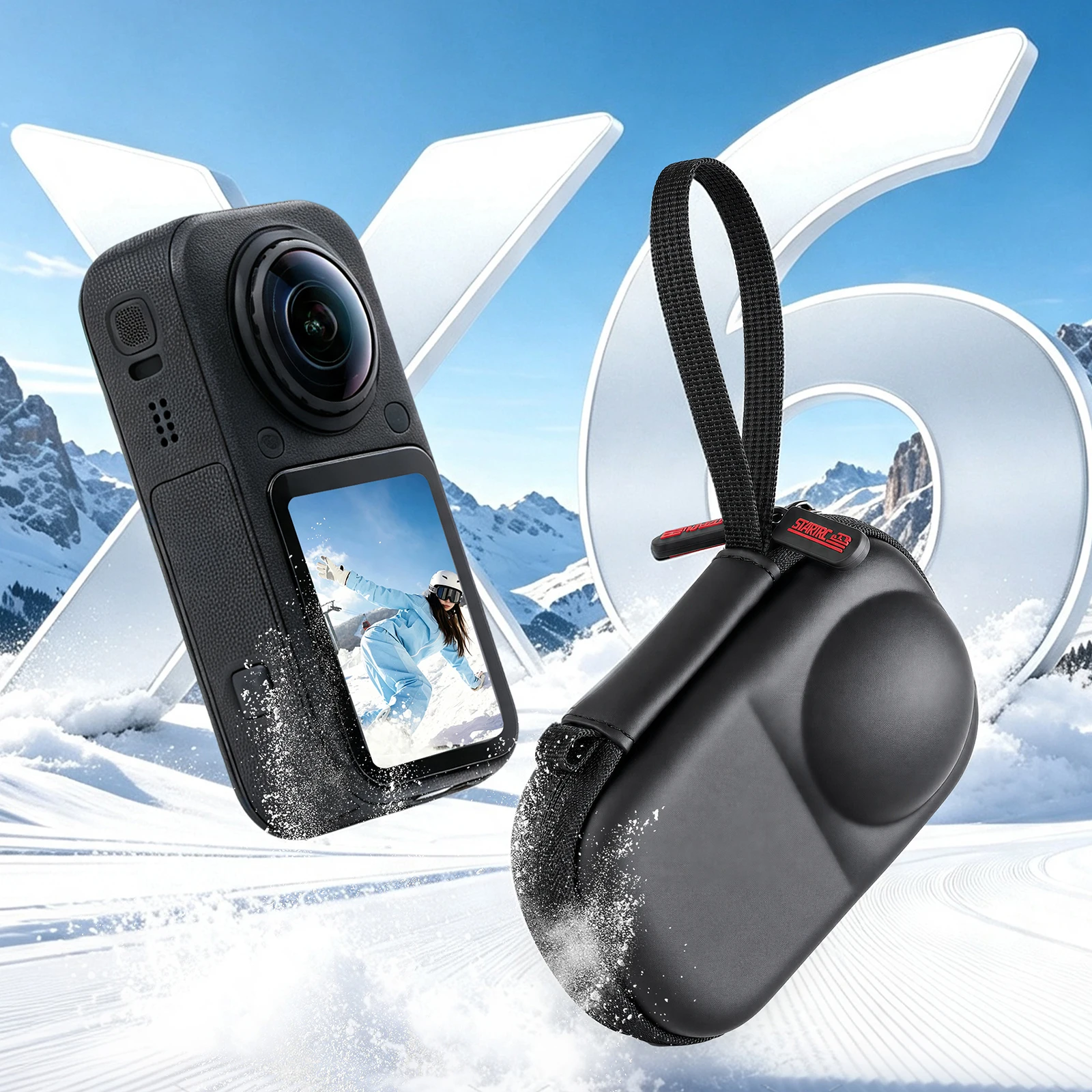 for Insta 360 X6 Protective Cover with Wrist Strap Carabiner Compact Hard Shell Storage Bag for X6 Accessories