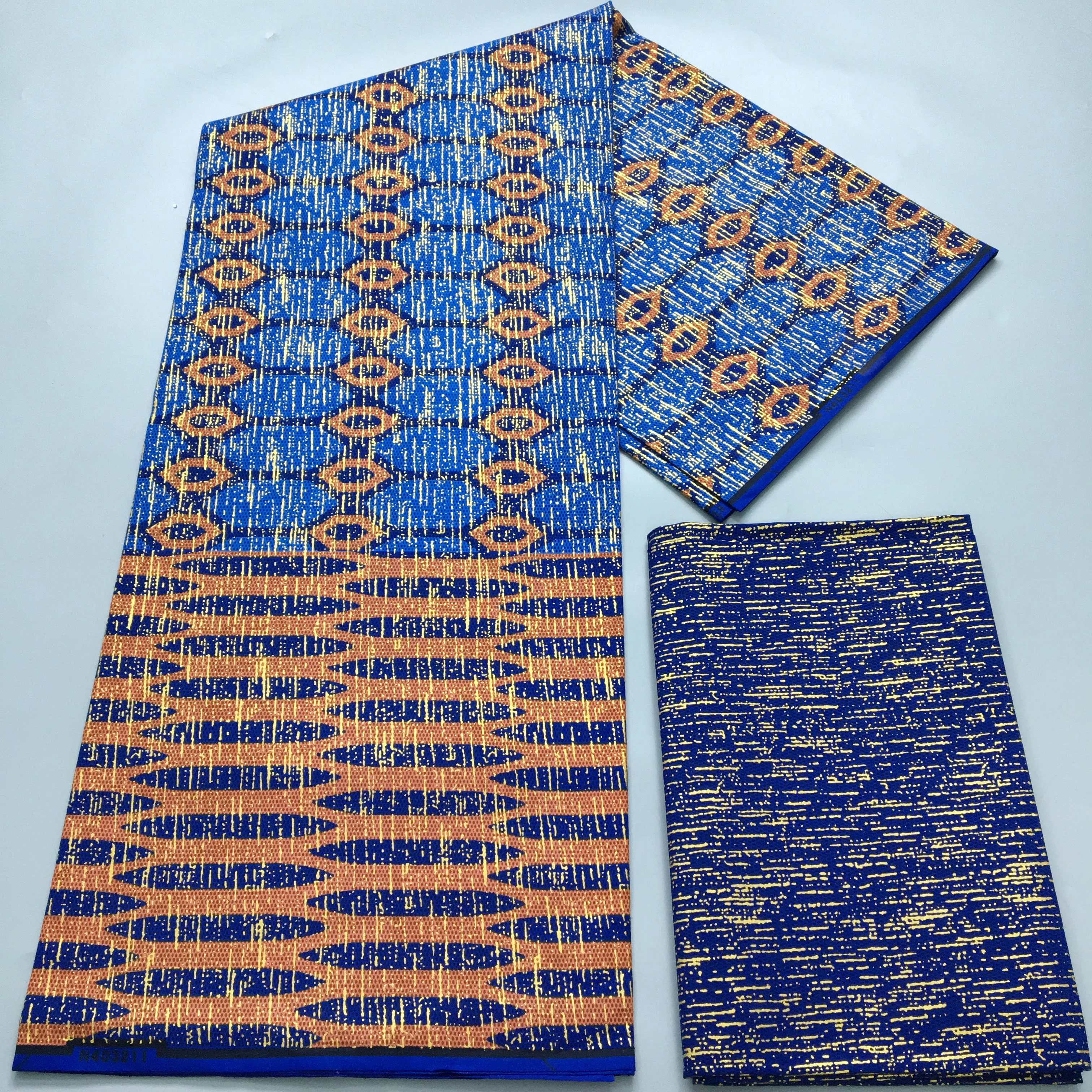 4+2 Yards African Wax Fabric 100% Cotton Real Ghana Style Ankara Gilding Kente Wax Fabric Soft Pagne For Women Dresses Sewing