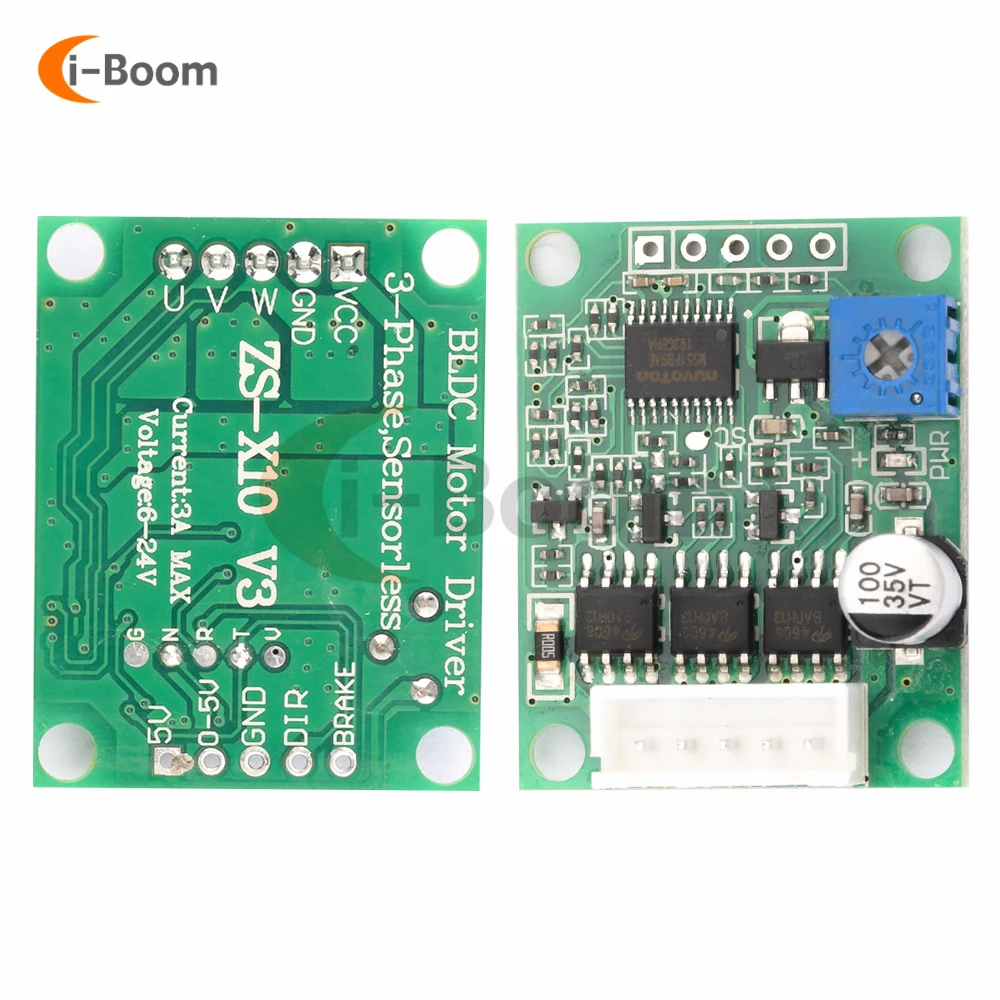 DC 6-20V 60W 12V Brushless Motor Speed Controller Without Hall BLDC Driver Board Module With Cable Support PLC 0-5V