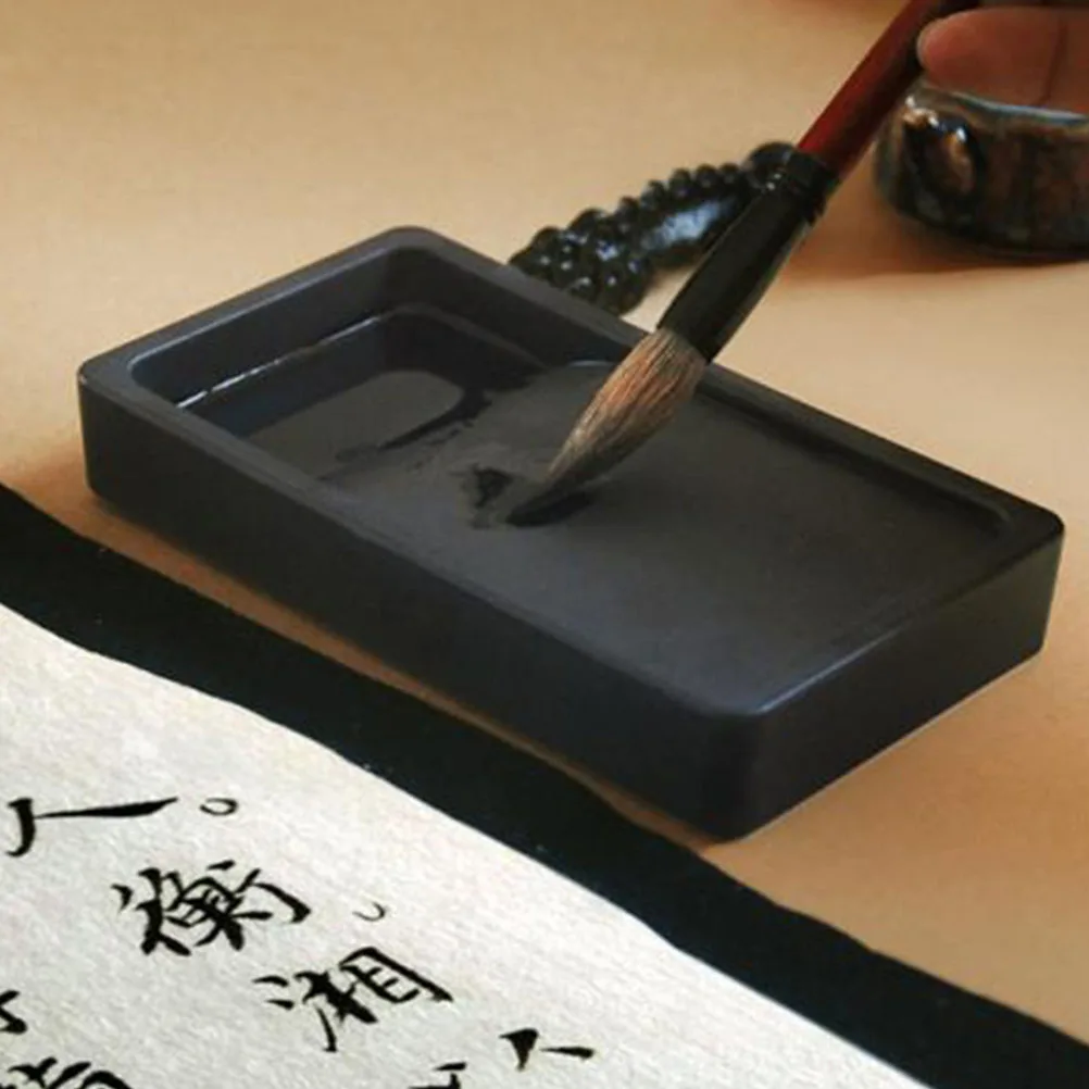 

2pcs Portable Inkstone Plastic Calligraphy Accessories Students Ink Tray Double Sided Durable Practical Gifts Teaching Tools