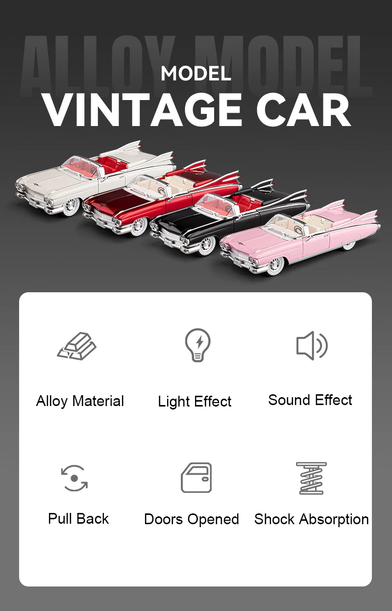 1:24 Eldorado EVO Miniature Toy Sports Car Models Alloy Diecast Sound Light Doors Opened Pull Back Sports Cars for Boys Gifts