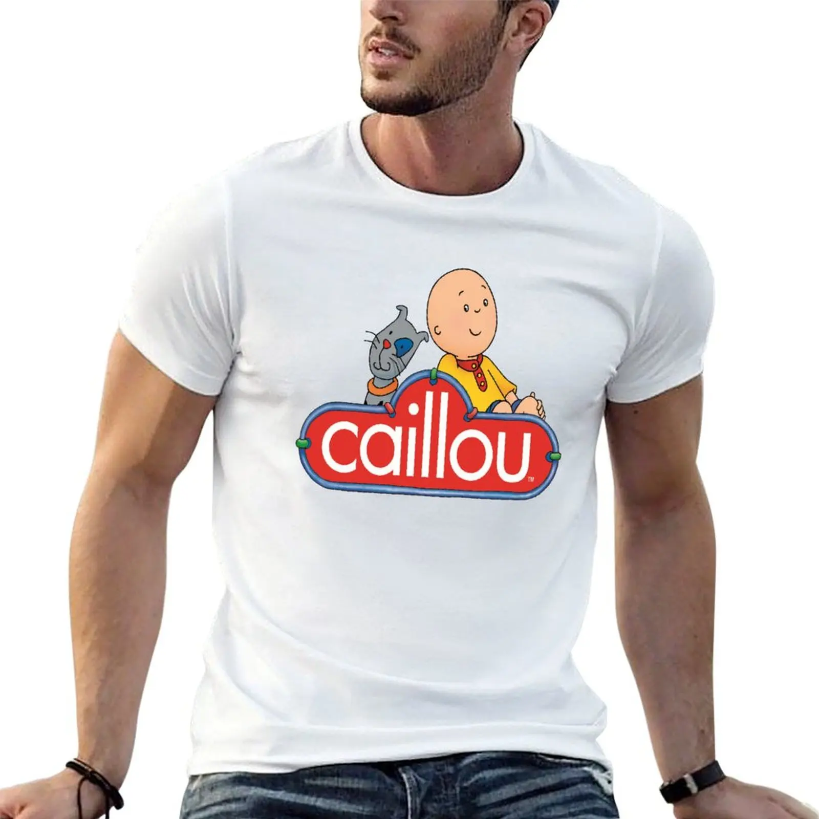Camiseta Caillou, Caillou e o Cão, camisetas gráficas para homem, pacote de camisetas de algodão para homem, camiseta de algodão