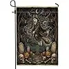Vintage Witch Husky Dog Front Yard Backyard Vertical Garden Flags 12x18 Double Sided for Outside, Aesthetic Scary Graveyard  llz