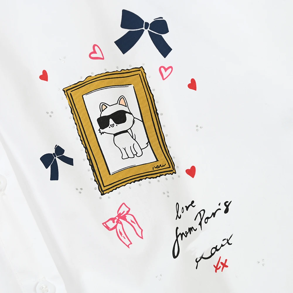 

Loose Cotton Long Sve Cartoon Patterned Casual irt for Women Autumn Winter New Sle Comfortable Breathable Faion Ladi...