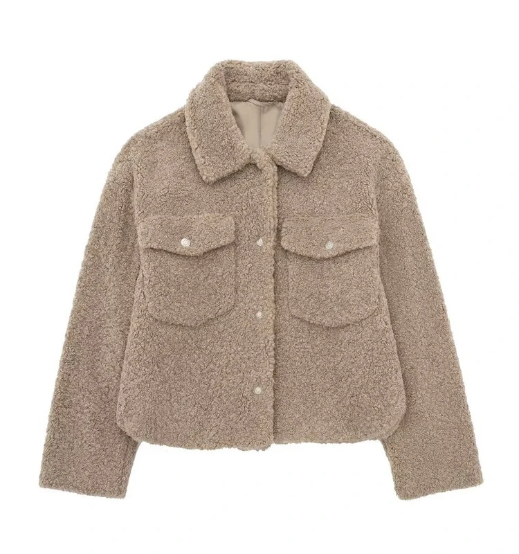 

2023 Autumn New Women's Faionable All-Match Fce Jaet Coat Collar Button Long Sve ort Straight Cut Pure Color