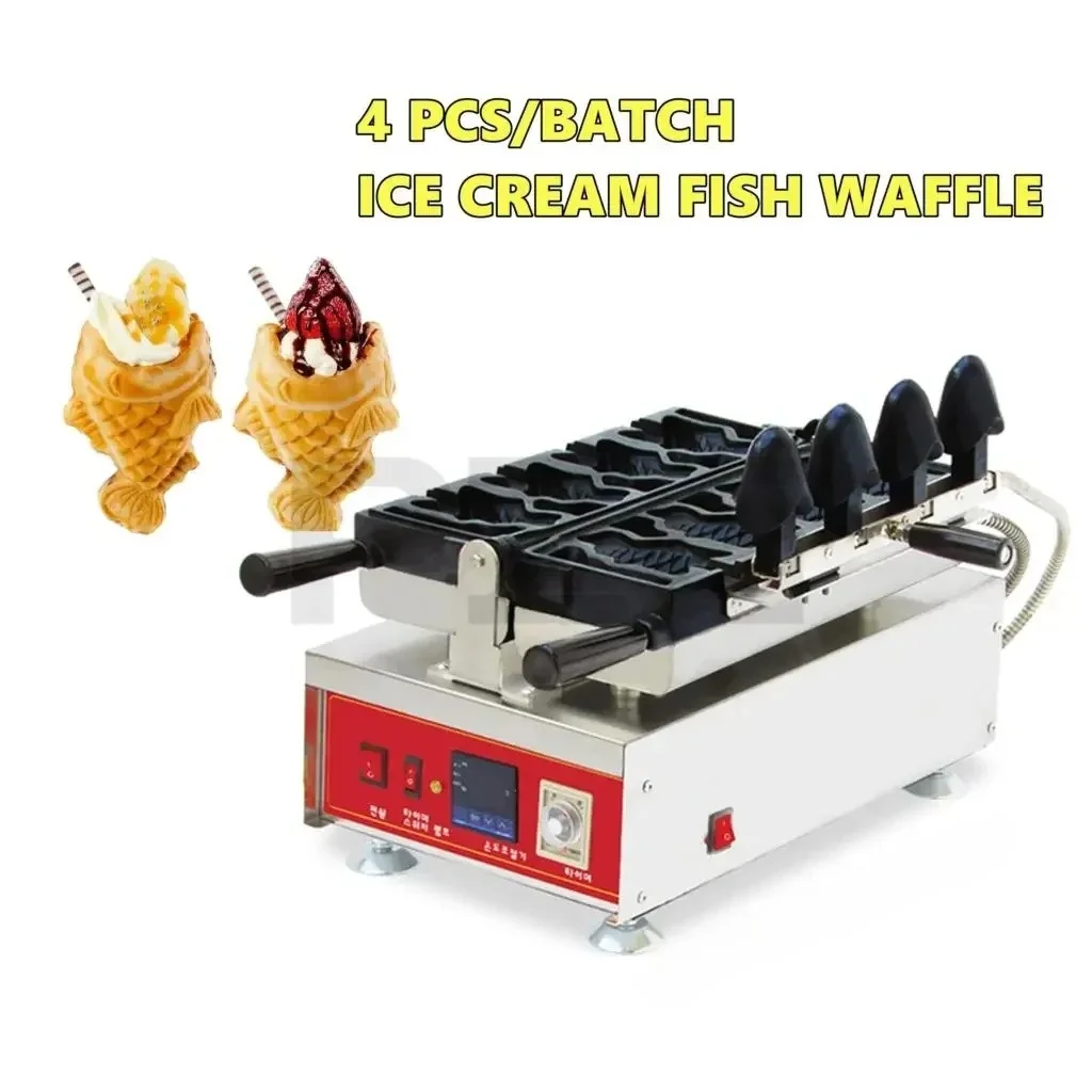 

Digital 4 Pcs Electric 110v 220v Japanese Style Ice Cream Taiyaki Machine Fish Waffle Cone Maker Taiyaki Baking Making Machine