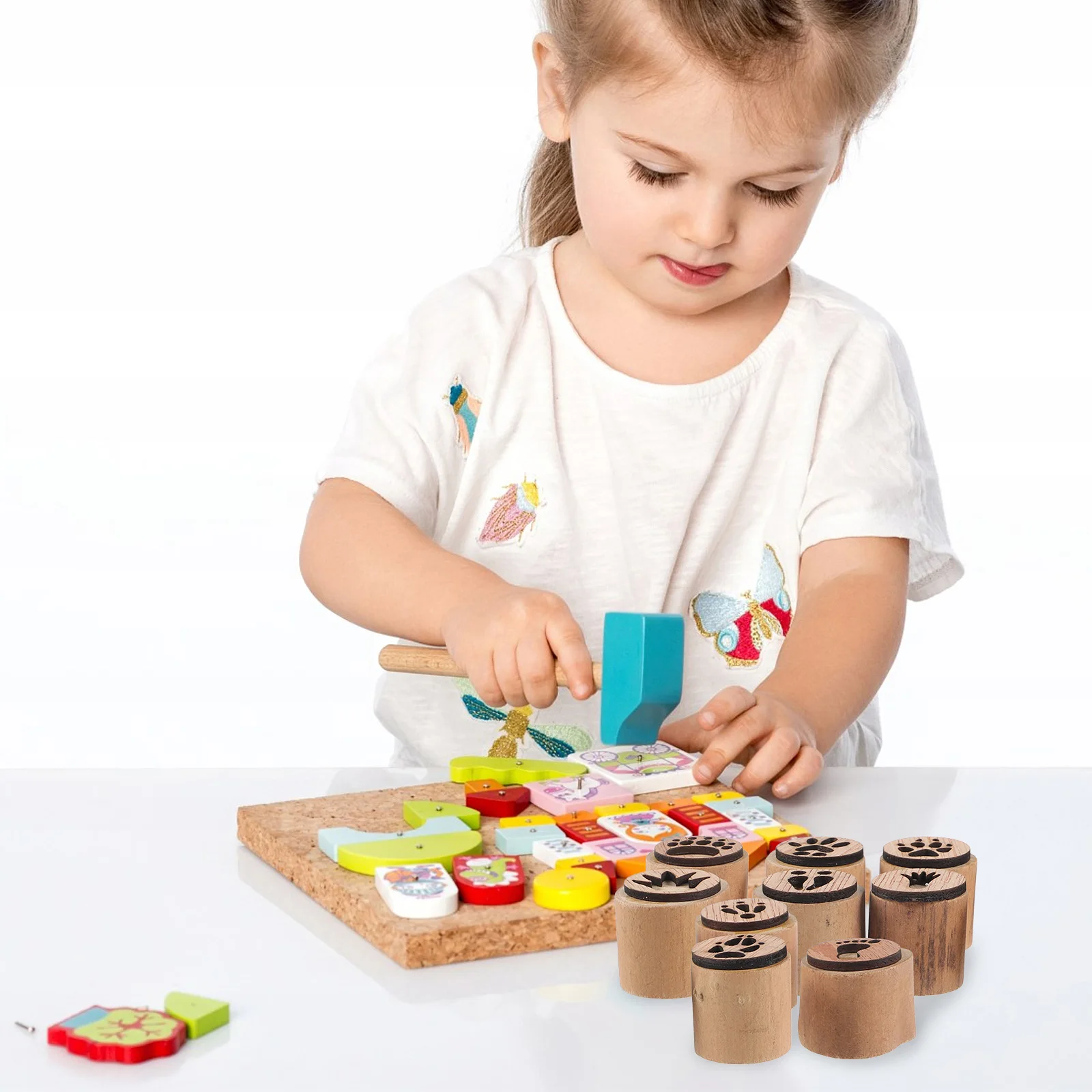 

1 Set Of Creative Garden Wooden Footprint Stamp For Kids DIY Crafts Decoration Stamps Footprint Art