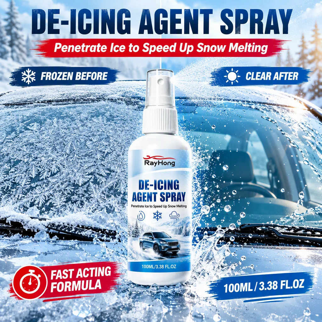 Universal Windshield Deicer Spray Car Ice Melter Snow Remover Agent Winter Auto Window Mirror Lock Defrosting Cleaning Liquid