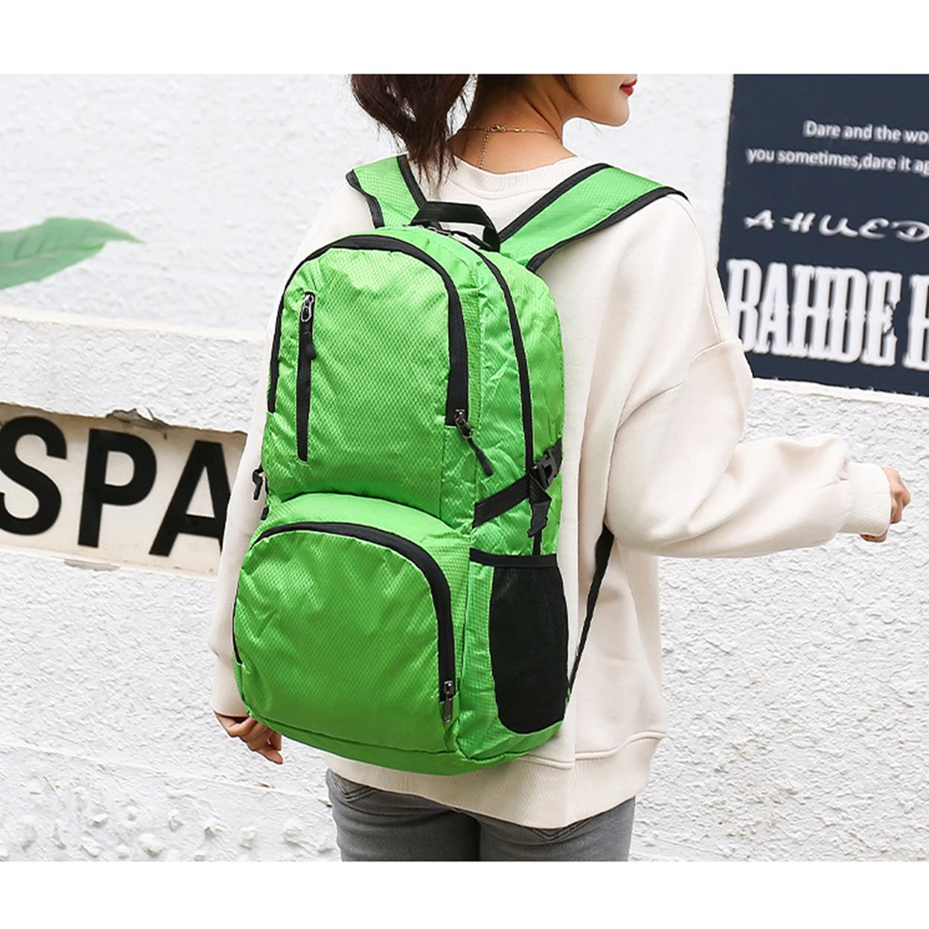 Nylon Portable Hiking Backpack - Soft Texture And Multiple Pouches Large Capacity Foldable Umbrella Green