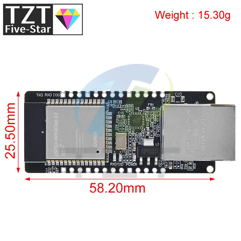 Imagem -02 - Placa de Módulo sem Fio com Porta Serial Embutida Rede Ethernet Compatível com Bluetooth Wi-fi Combo Gateway Mcu Esp32 Wt32-eth01