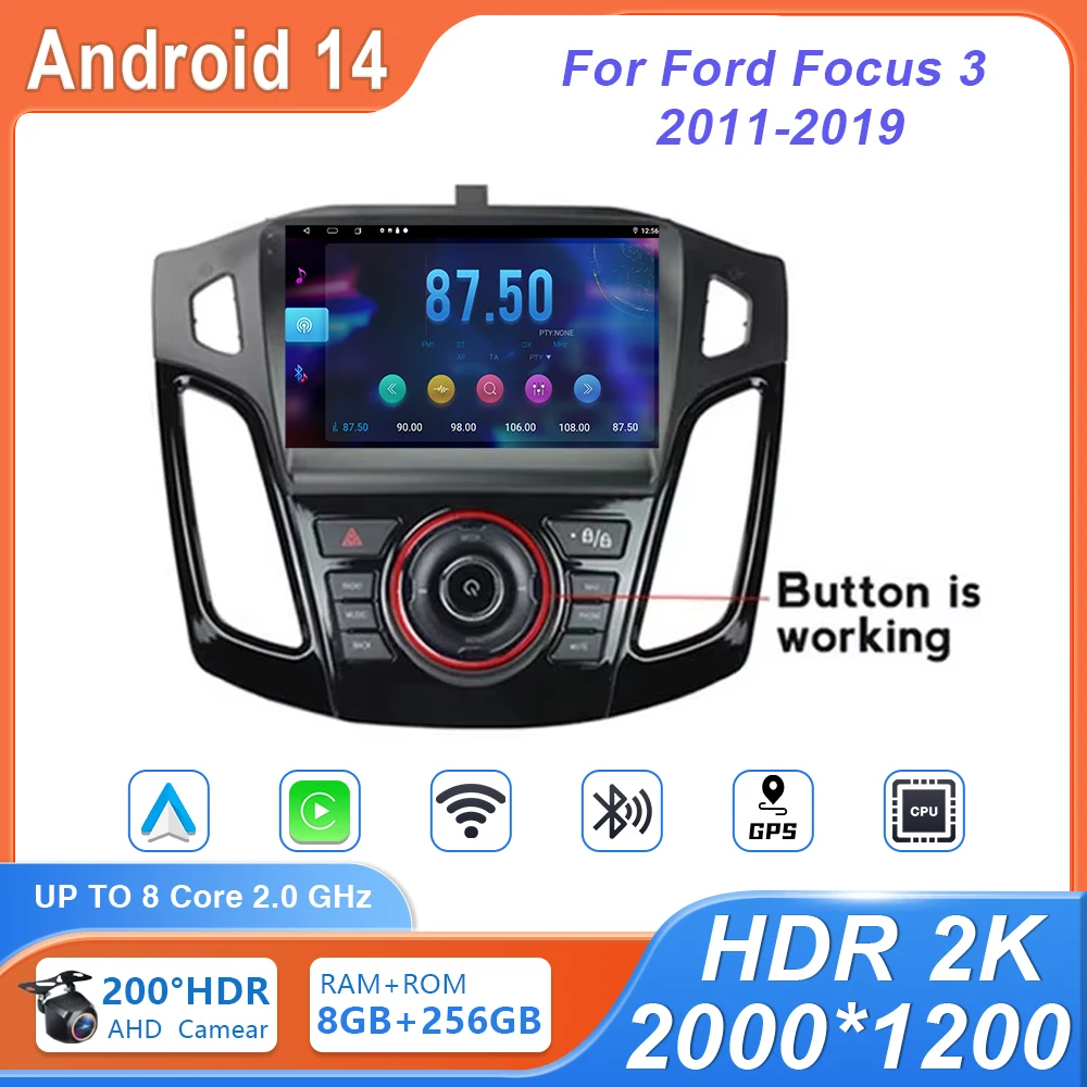 

4G Android 14 Car Radio Multimedia Video Player For Ford Focus 3 2011-2019 Wireless Android Auto Carplay Stereo Navigation DVD
