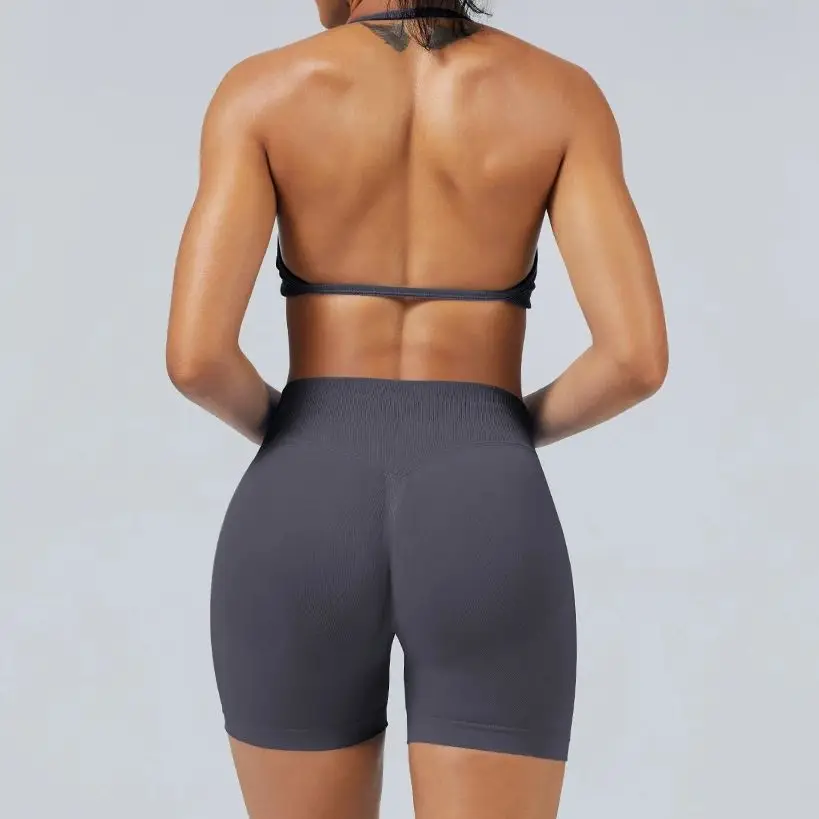 لا شعار 2 قطعة مجموعة رياضية النساء سلس ملابس رياضية لليوجا Strappy الرياضة الصدرية مجموعة تي شيرتات قصيرة للأطفال الصالة الرياضية اللياقة البدنية ملابس رياضية الجري تجريب مجموعات