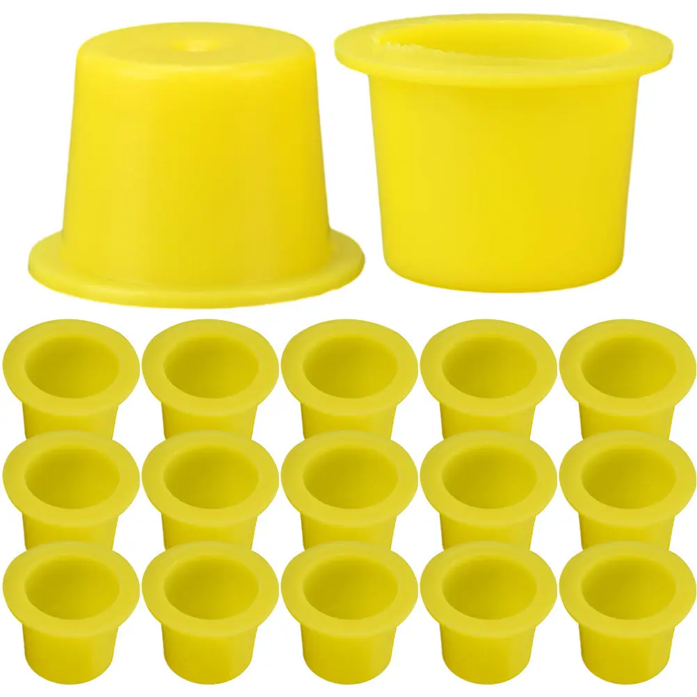 

100Pcs Yellow Ink Cups for Tattooing Thickened Pigment Holders Small Plastic Ink Containers for Tattoo Artists Microblading