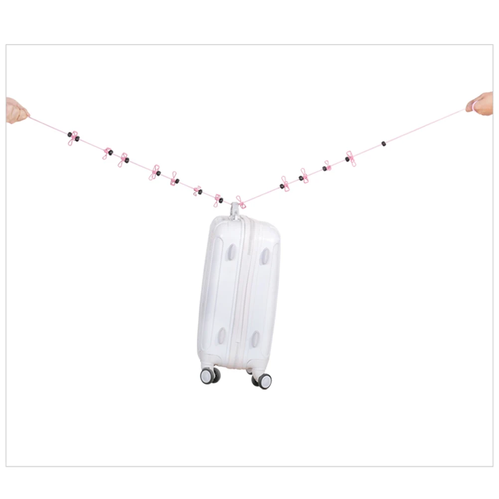 

Windproof Clothesline Elastic Rope for Travel Drying Clips Buckle Portable Outdoor Sturdy Heavy Duty Premium Material Long Term