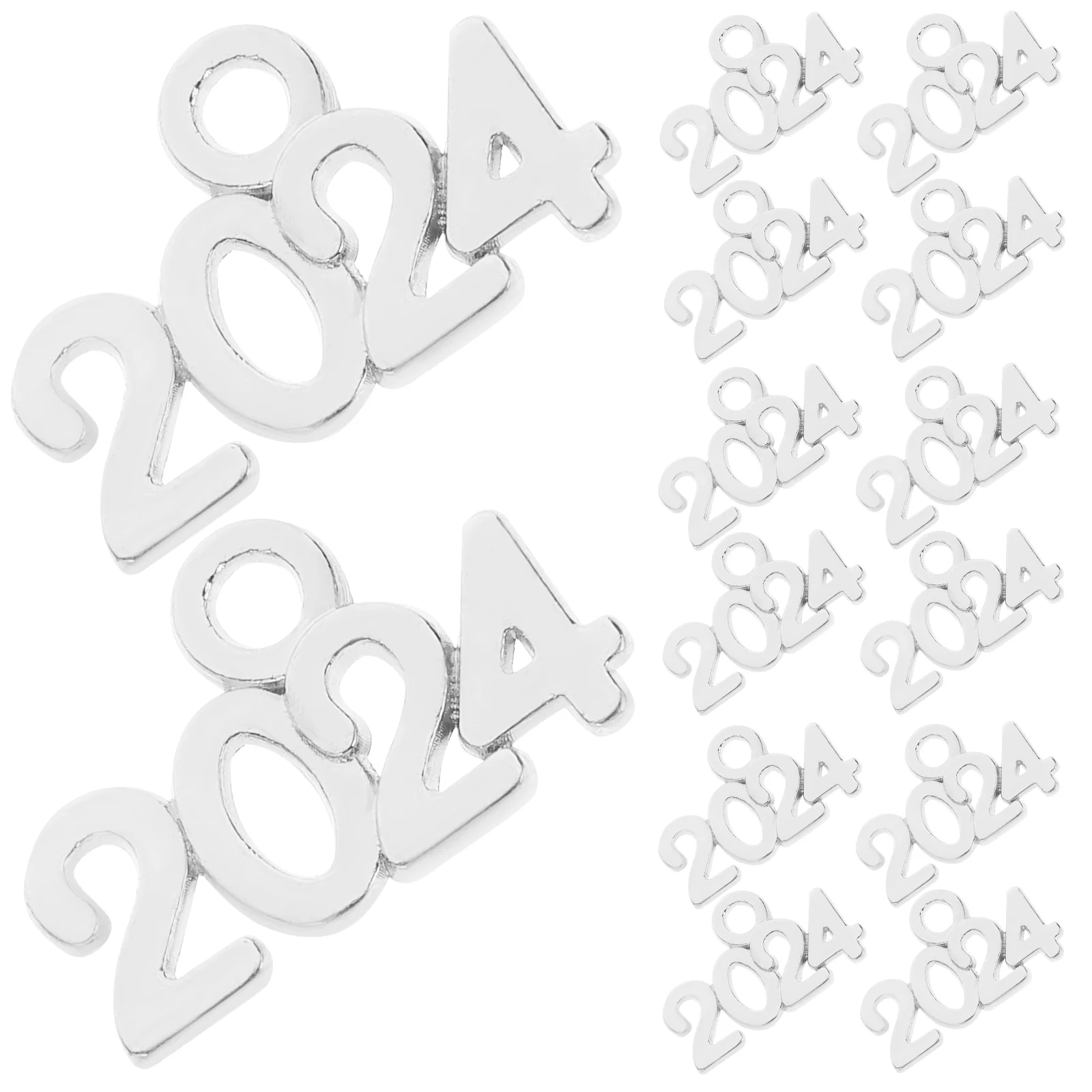 100 Pcs Jewelry 2024 Pendant Charms for Making Pendants DIY Tassel Number New Year Gift