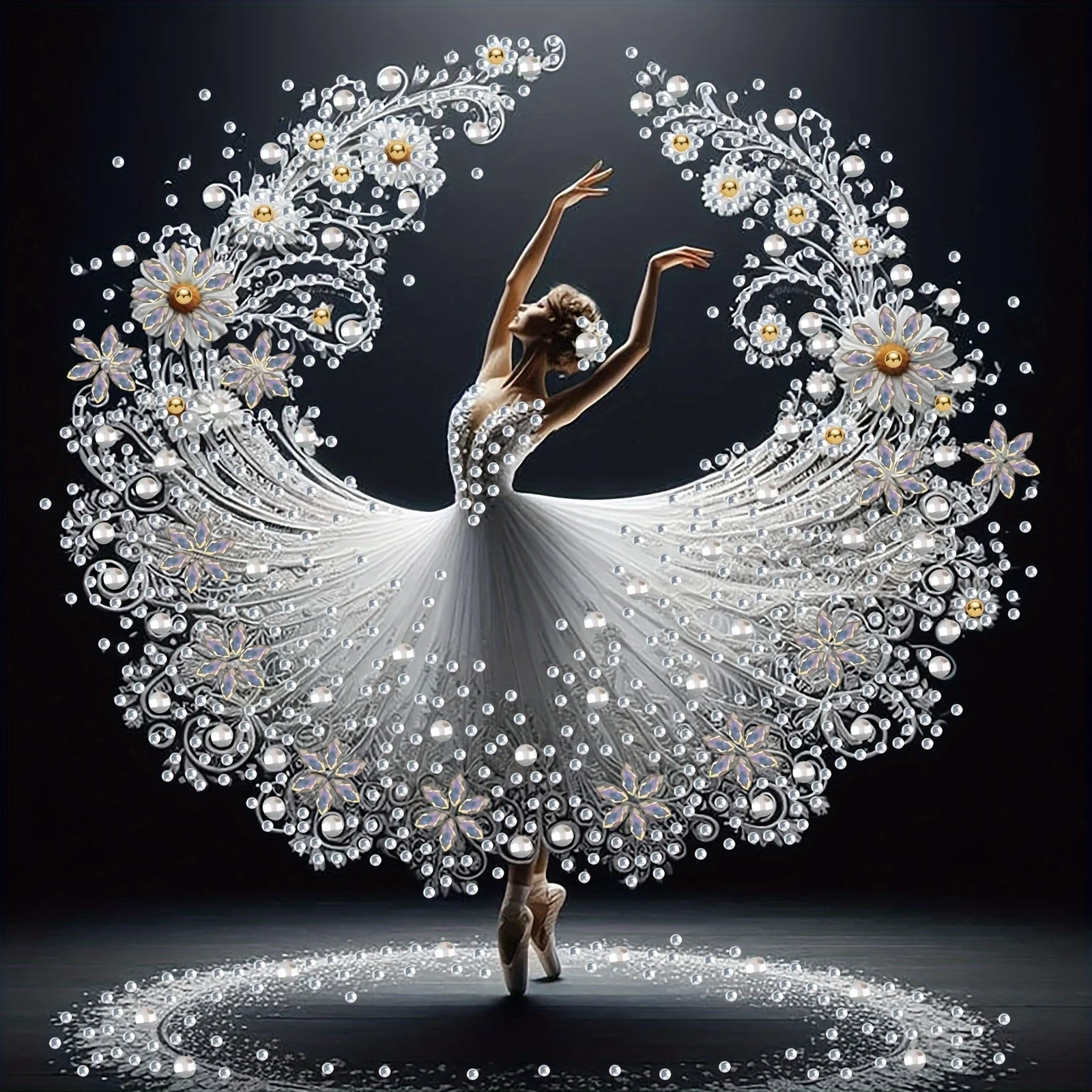 1 kit de peinture diamantée Ballerina, petite peinture diamantée, artisanat fait main, incrustation de diamants irréguliers partiellement placés