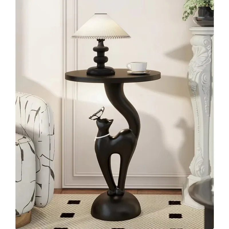 Modern Minimalist Creative Elegant Cat Black Bedside Table For Living Room Side Table