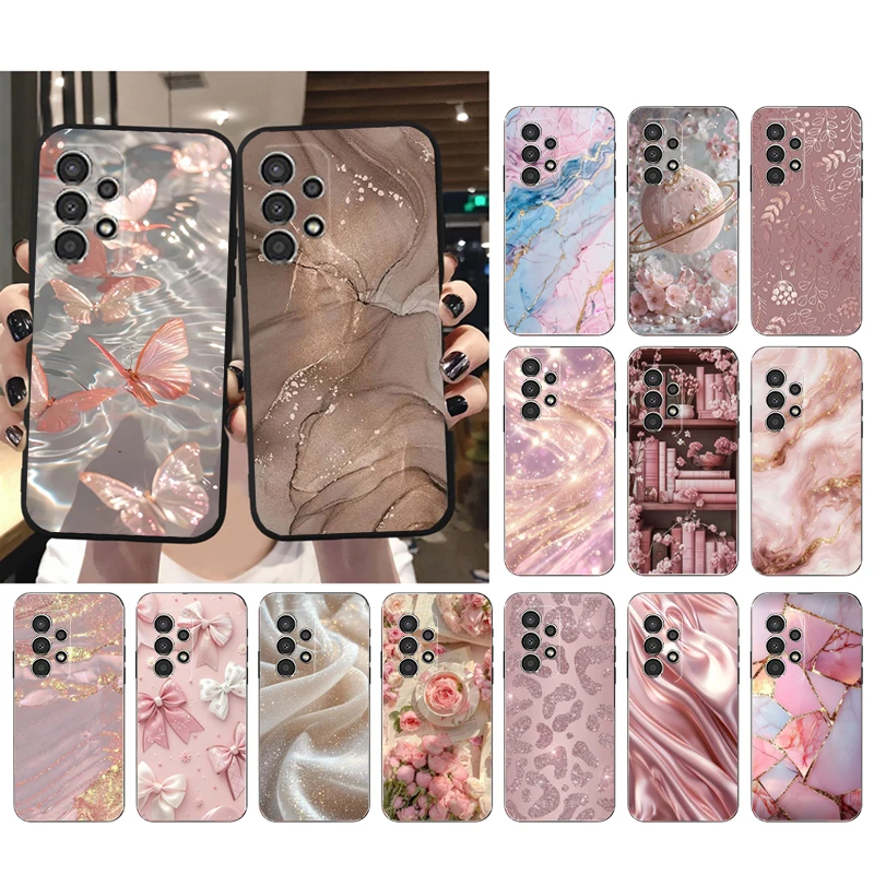

Phone Case For Samsung A55 A16 A56 A36 A35 A15 A53 A54 A33 A34 A25 A05S A52 A52S A14 A26 A71 Pink rose gold