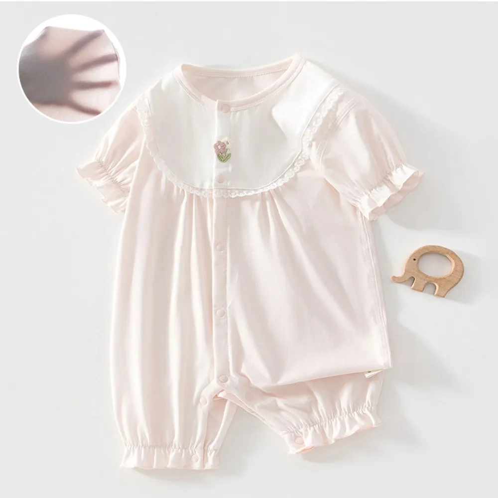 Sommer-Babykleidung, leichter Kurzarm-Strampler für neugeborene Mädchen – leichter, atmungsaktiver Sommer-Strampler