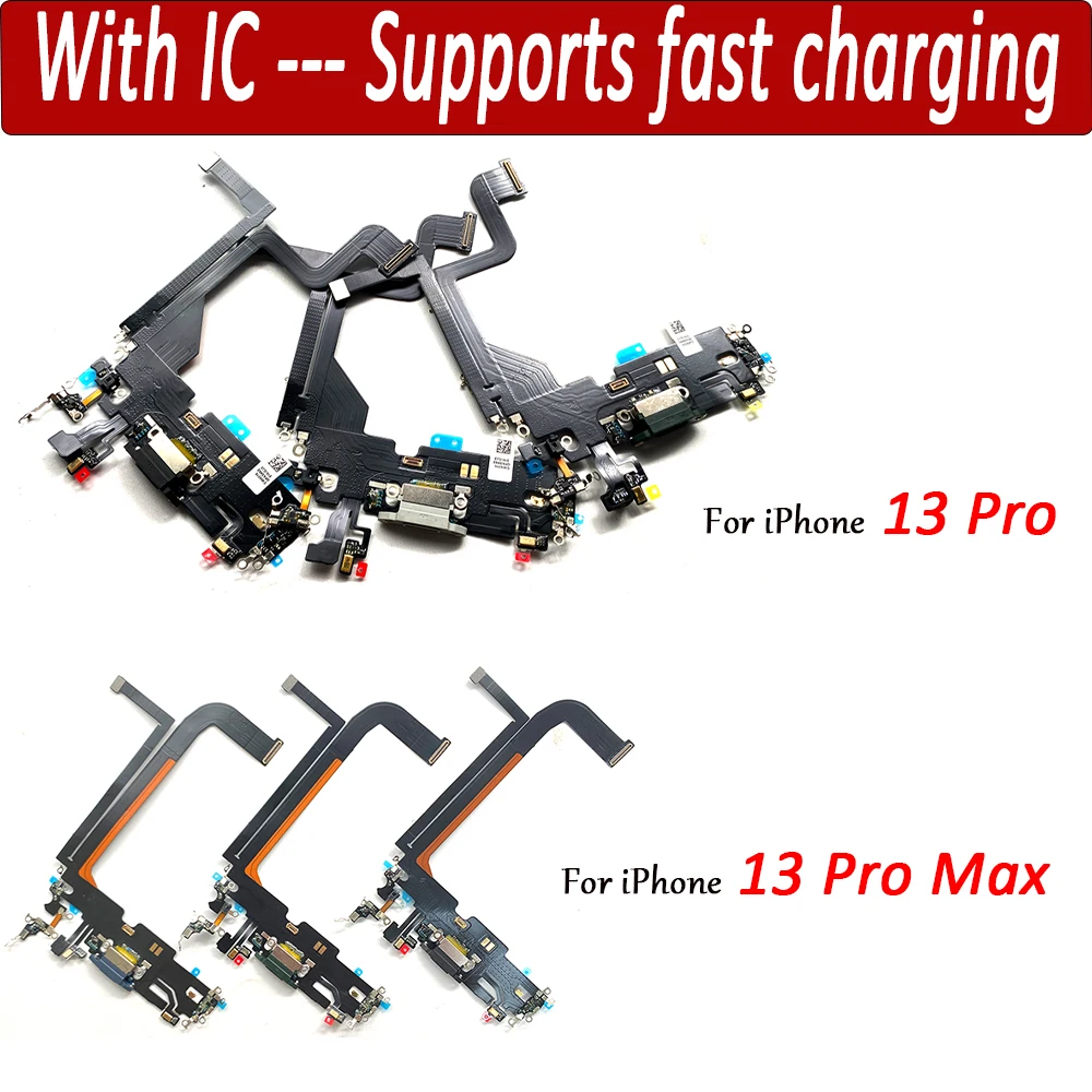 NEW Tested For iPhone 13 Pro / 13 Pro Max USB Charging Port Microphone Dock Connector Board Flex Cable Repair Parts