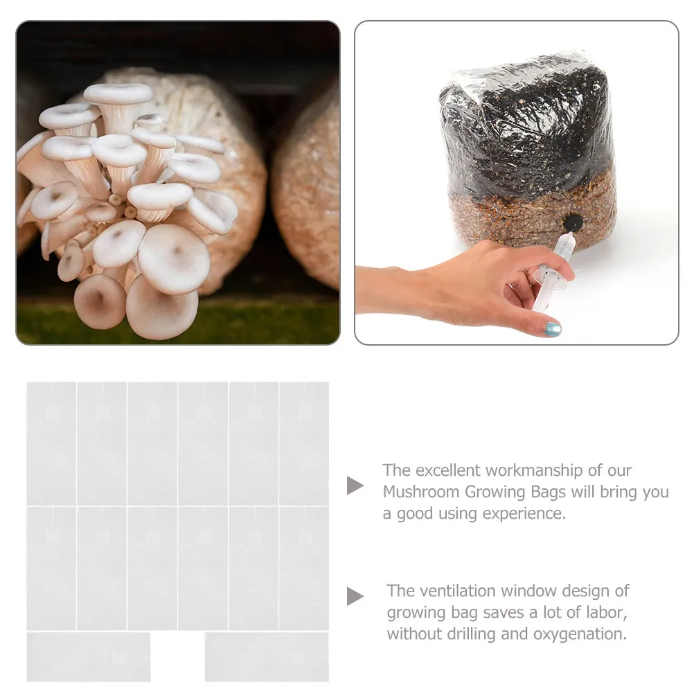 20pcs Mushroom Cultivation Bags for Home Growing – Durable Transparent Oyster Mushroom Pouches