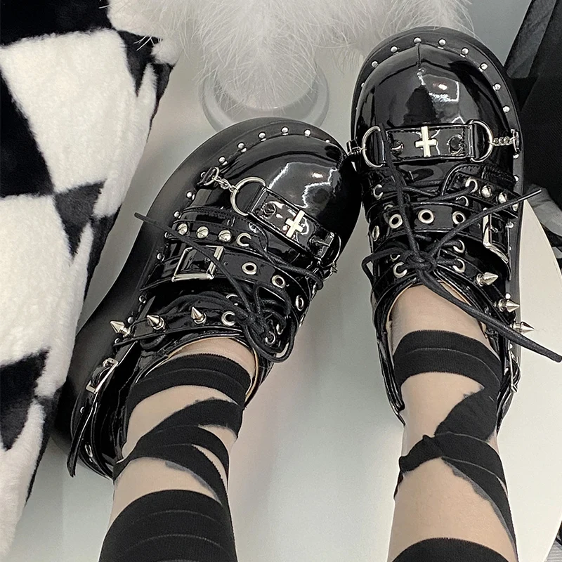 Fairy Godmother's New Shackles Lolita Single Shoes Spicy Girl Thick Sole Sweet Cool Subculture Punk Big Head Women's Shoes