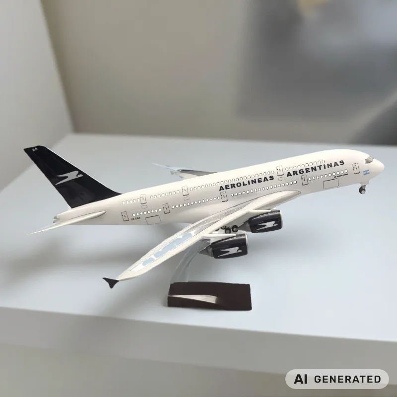 46cm A380 Argentina Airways Plane Model Resin Diecast 1/160 Scale Aircraft With Landing Gear Wheels For Aviation Hobby Souvenir