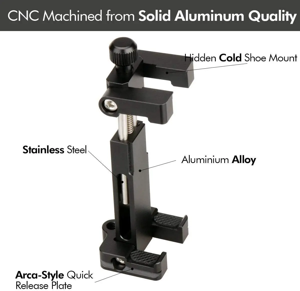 Ulanzi ST-03 Metalen telefoon Houder Statief Mount met Koud Shoe Mount 3 Kleur en Arca-Stijl Quick Release Plaat voor iPhone8/7 Plus