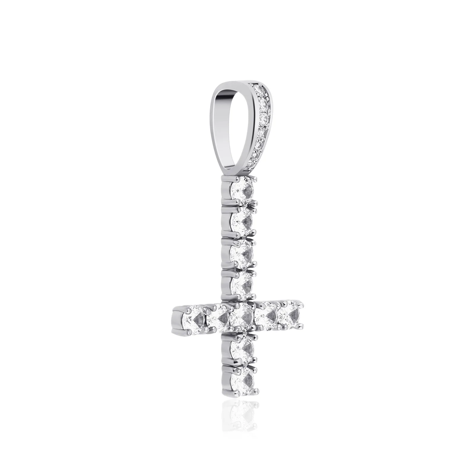 Iced Out Cross Pendant Necklace Gold Silver Rose Gold Plated Cubic Zircon Minimalist Hip Hop Unisex Fashion Jewelry Accessories