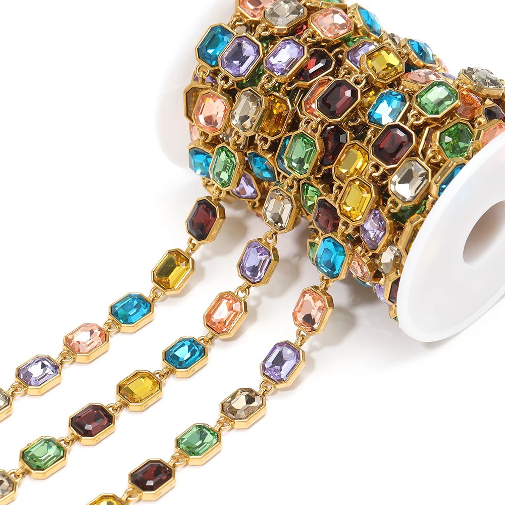 

1 метр цепочек из нержавеющей стали с цирконами для изготовления ювелирных украшений, ожерелий, браслетов, поделок своими руками