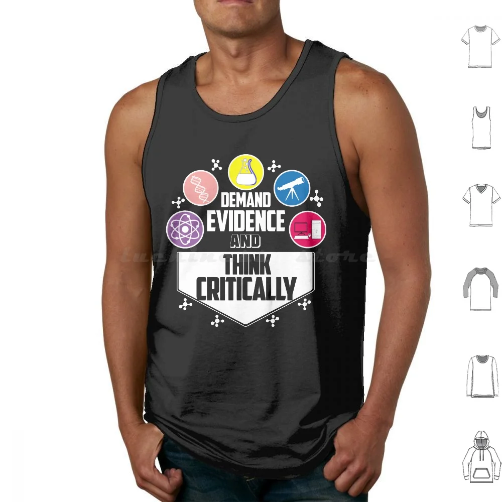 Divertido ciencia-demand evidencia y piensa crítica para mujeres hombres camisetas sin mangas chaleco ciencia demanda evidencia piensa