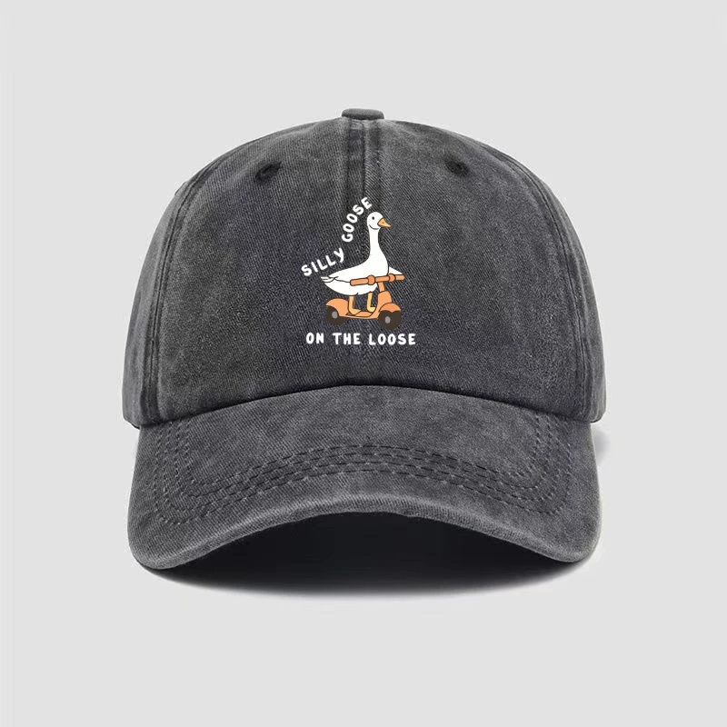 1pc Skateboarding Duck Print Washed Baseball Cap for Men,Minimalist Retro Style Casual Soft Adjustable Dad Hat,Perfect As Gifts