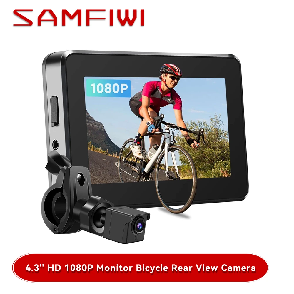 

4.3'' HD 1080P Monitor Bicycle Rear View Camera with Battery 360° Rotation - Color Night Vision 3 Mins Easy Installation