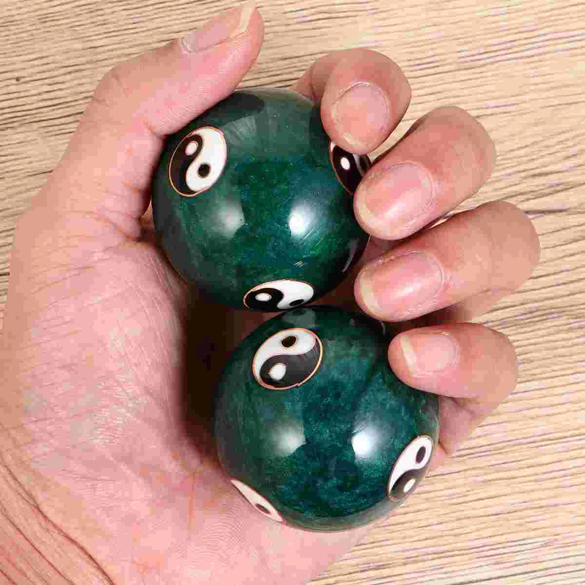 

1 Pair of 47mm Chimes Hand Massage Balls Chinese Tai Chi Pattern Stress Relieve Hand Exercise Massage Balls