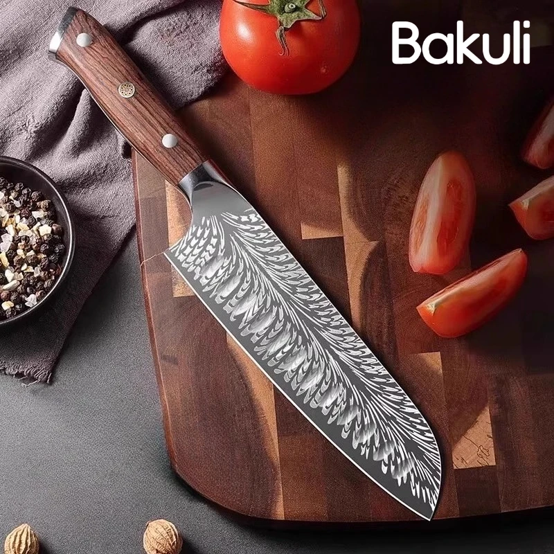 Japanisches Kochmesser, Küchenmesser aus Kohlenstoffstahl, Damaststahl, Muster, Hackmesser, Hobel, Obst, Santoku, Kochmesser, Kochwerkzeug