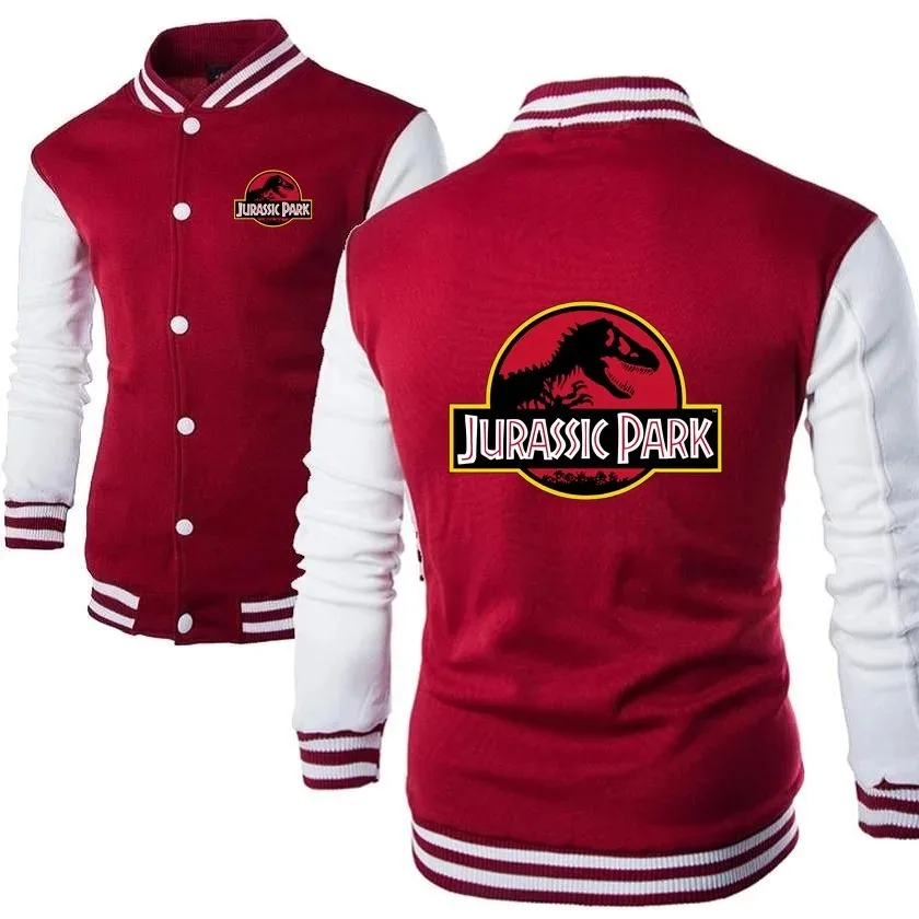 Men Women Baseball Jacket Coats Dinosaur World Sweatshirt JURASSIC PARK Print Baseball Uniforms Couple Cardigan Clothes Tops