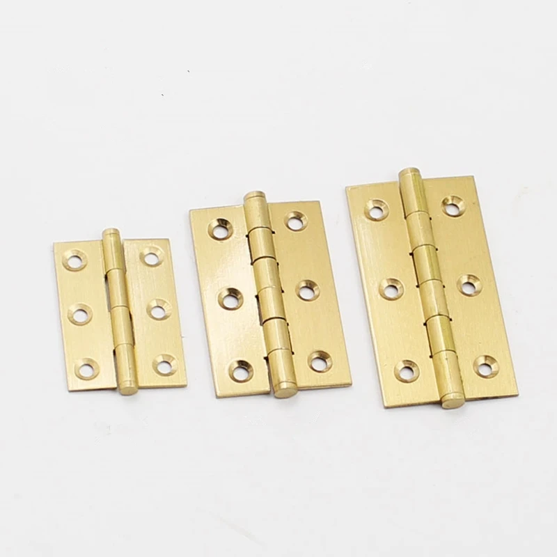 Solid Brass Cabinet Door Hinges Gold Cupboard Furniture Folding Butt Hinges 2