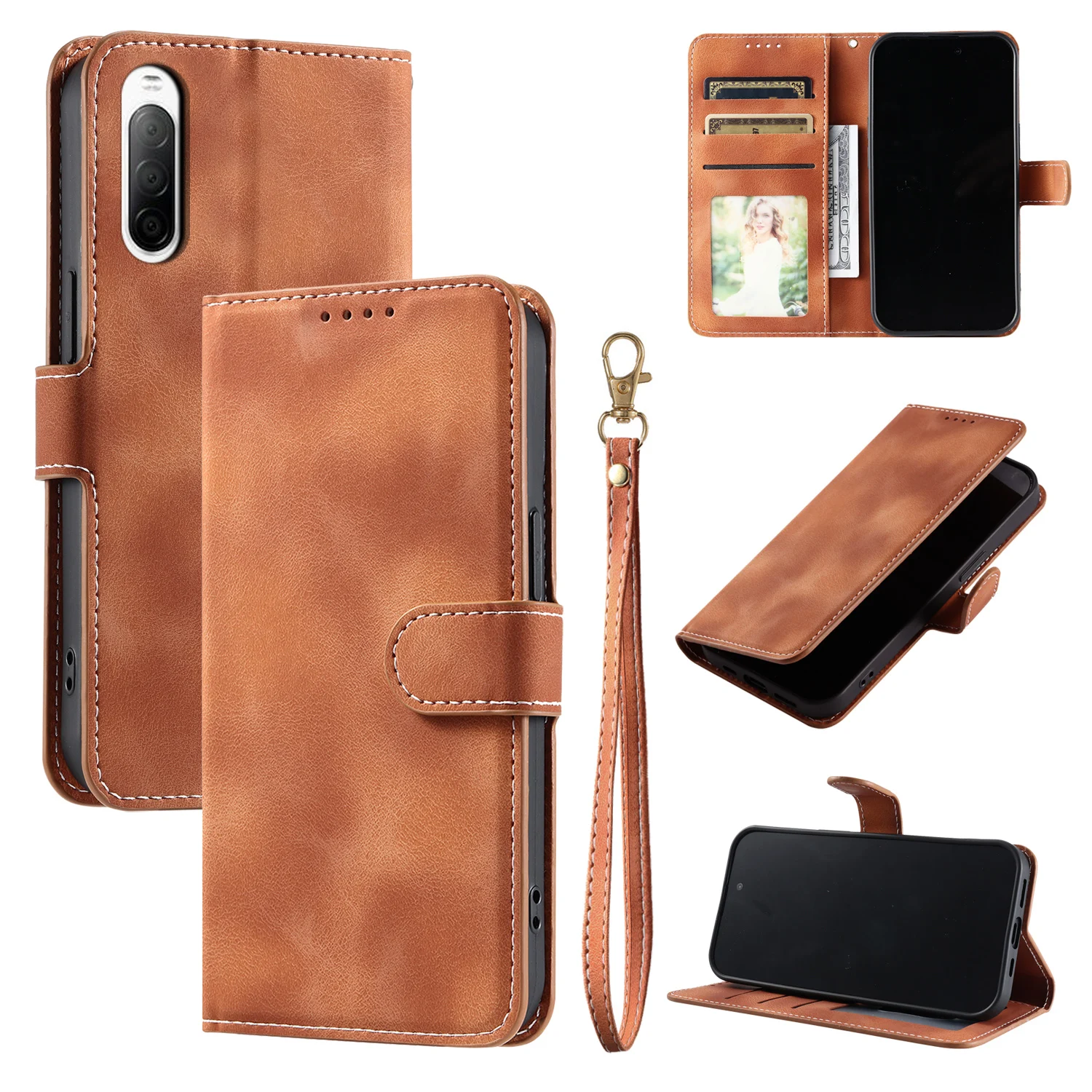 Leather Wallet Case For Sony Xperia 1 II 5 III 10 V 2023 Holder Flip Stand Phone Cover For Sony Xperia 10 VI 2024 5 IV 1 V Coque