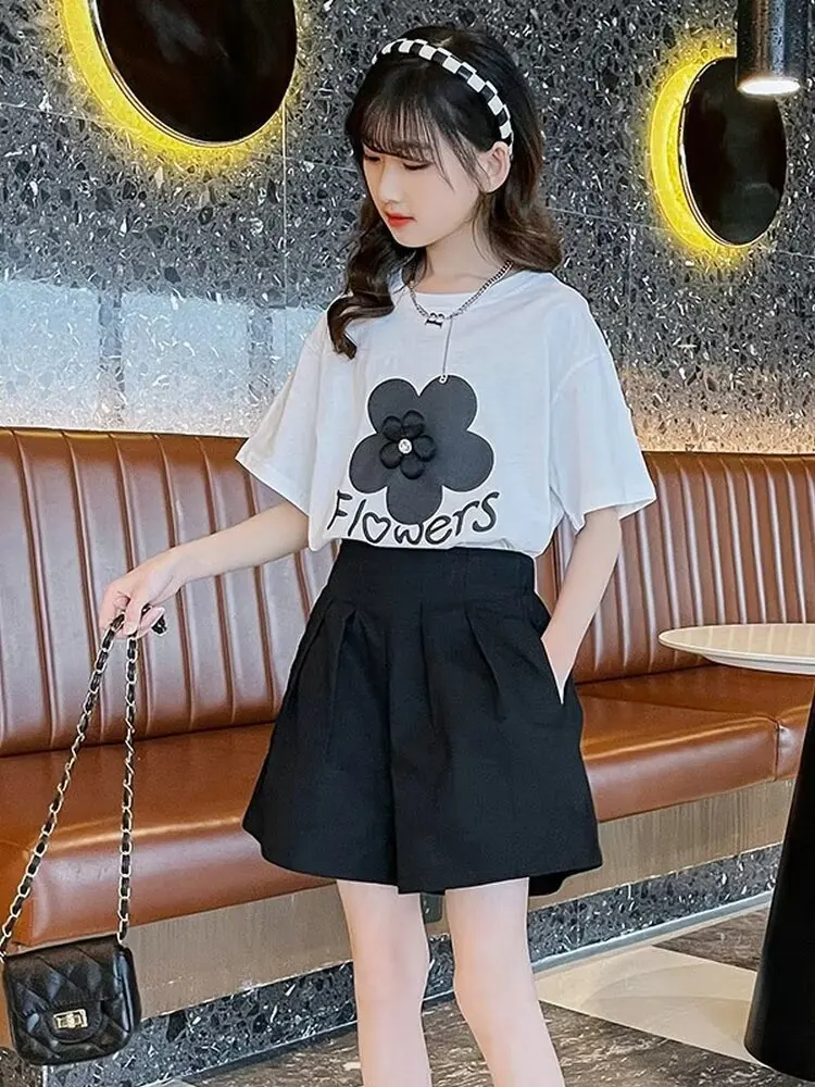 Girls' Internet Celebrity Set New Summer Clothing Short Sleeved Children's Clothing Fashionable Two-piece Set For Young Girls