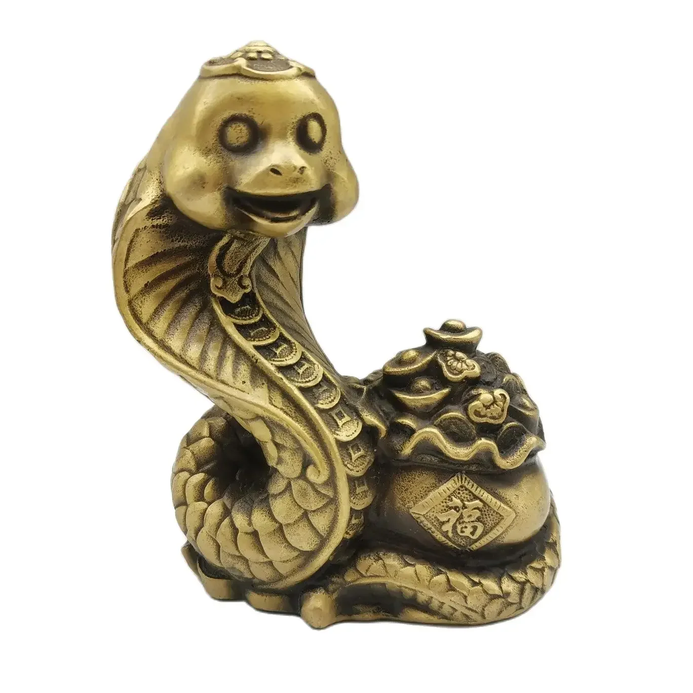 

Brass Zodiac Snake Ornament, Jubao Nafu Home Furnishings