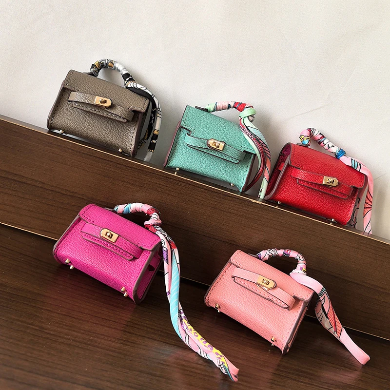 New Multi Color Dopamine Mini Bag Pendant Cute Headphone Bag High-end Leather Creative Car Keychain Pendant