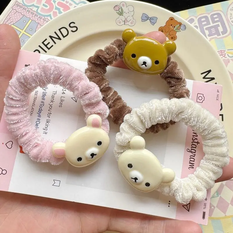 

Милая веревка для волос Rilakkuma, резинка для волос с мультяшным медведем и сестрой, милый хвост для девочек, аксессуар для волос, студенческий головной убор, подарки на день рождения для пары