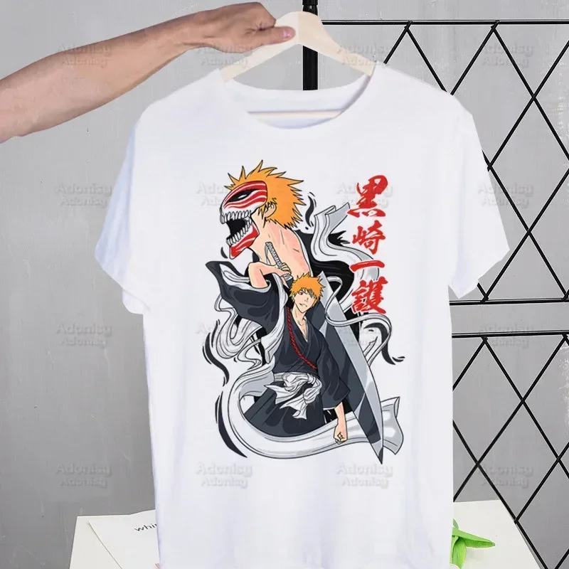 Kurosaki Ichigo Tekkou Skull T Shirt Men New Casual Short Sleeve Bleached Anime Bleach Tshirt Homme Manga Unisex T-shirt Tees