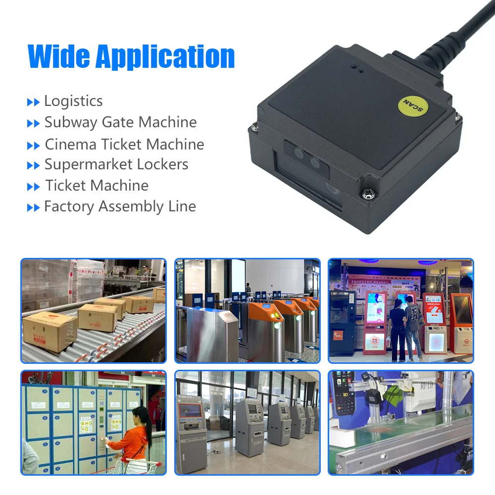 Встроенный сканер штрих-кода USB1D/2D QR PDF417 с автоматическим запуском, фиксированный, высокоточный TTL RS232, считыватель кодов торгового автомата