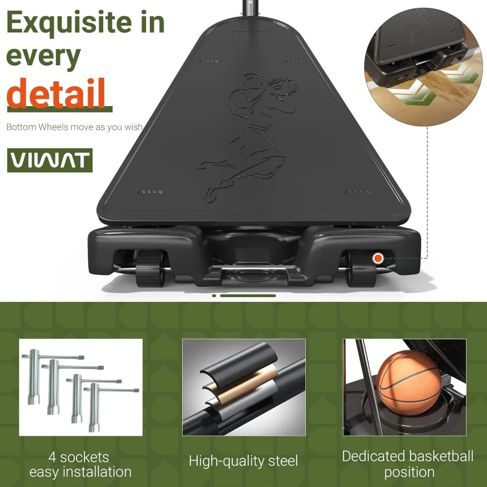 Aro de baloncesto ajustable para niños, 4,4-10 pies, interior/exterior, irrompible, 45 portería de tablero trasero con puerto de larga duración