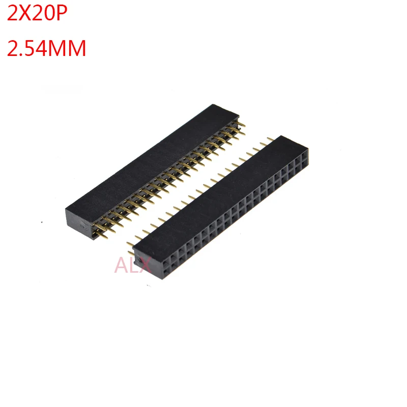 5/10 pièces 2x20 broches Double rangée droite femelle broche en-tête 2.54mm pas bande connecteur prise 2*20 20p 20pin 20 broches pour carte Pcb