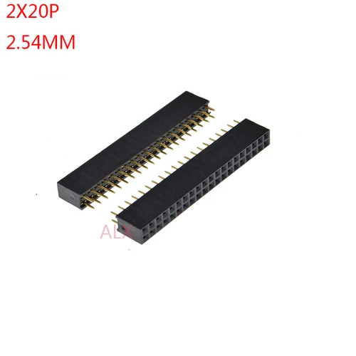 Imagen 1 del producto 5/10 Uds 2x20 pines doble fila conector de clavija hembra recta 2,54mm conector de tira de paso 2*20 20p 20 pines 20 pines para placa Pcb