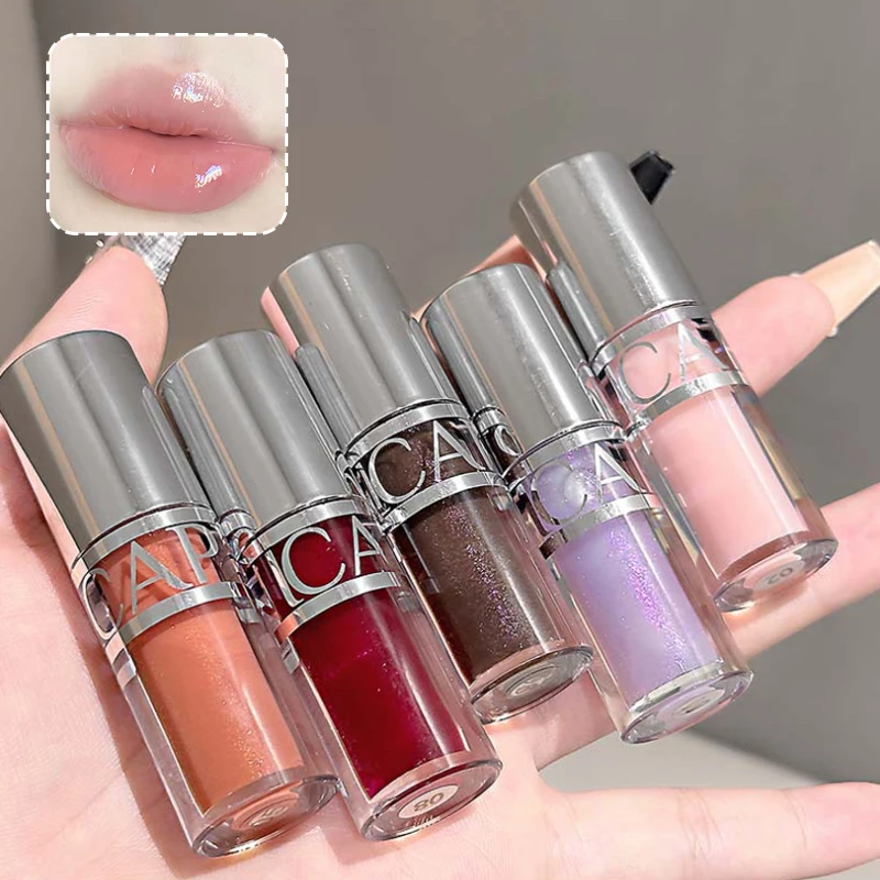 Cappuvini Peach Jelly Water Light Glass Lip Gloss Lasting Non stick Waterproof Plumping Moisturizing Lip Makeup Cosmetic